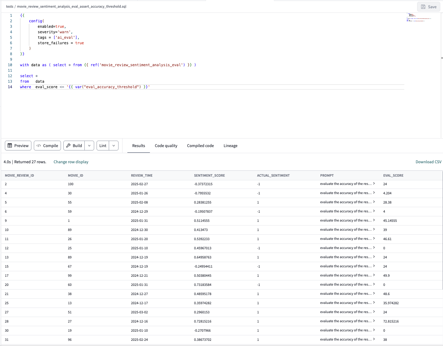 dbt Testing evaluates AI accuracry along side data quality dbt Testing evaluates AI accuracry along side data quality