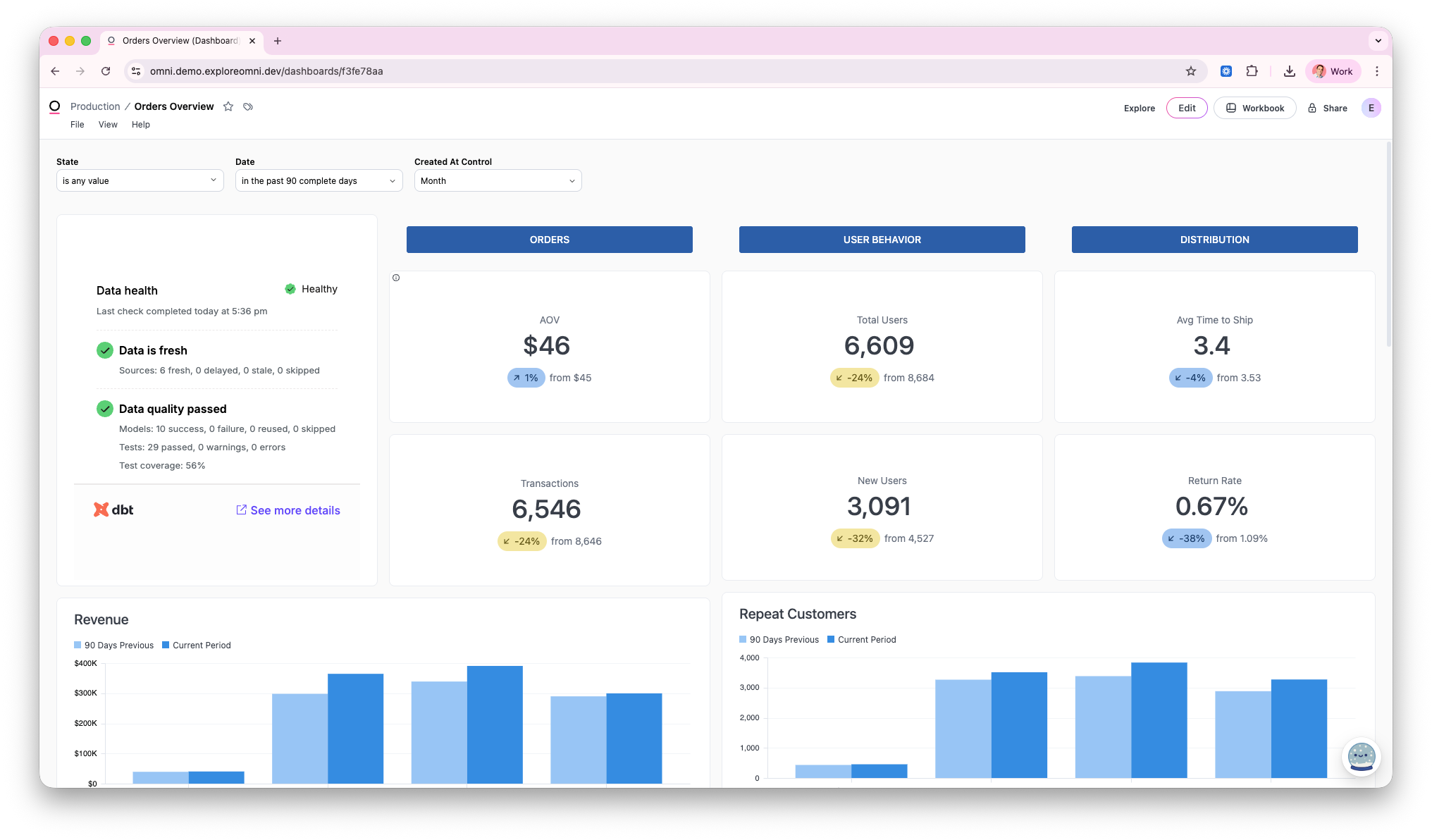 Embed data health tile in Omni Embed data health tile in Omni